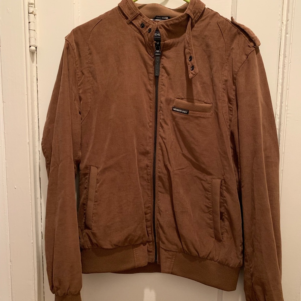 Members Only Cord Racer brown corduroy jacket.